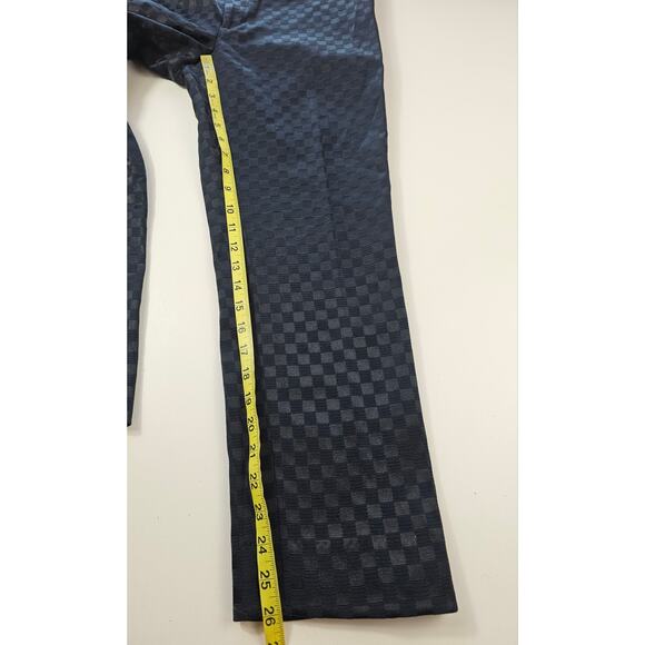 Hampton-Fit Tonal Check Crop shiny black career causal pants slacks sz 6 ankle ^ - Picture 10 of 10